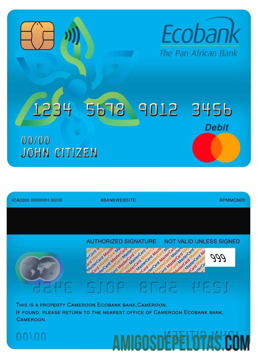 Cartão de débito mestre do Banco Ecobank dos Camarões baixar para verificação